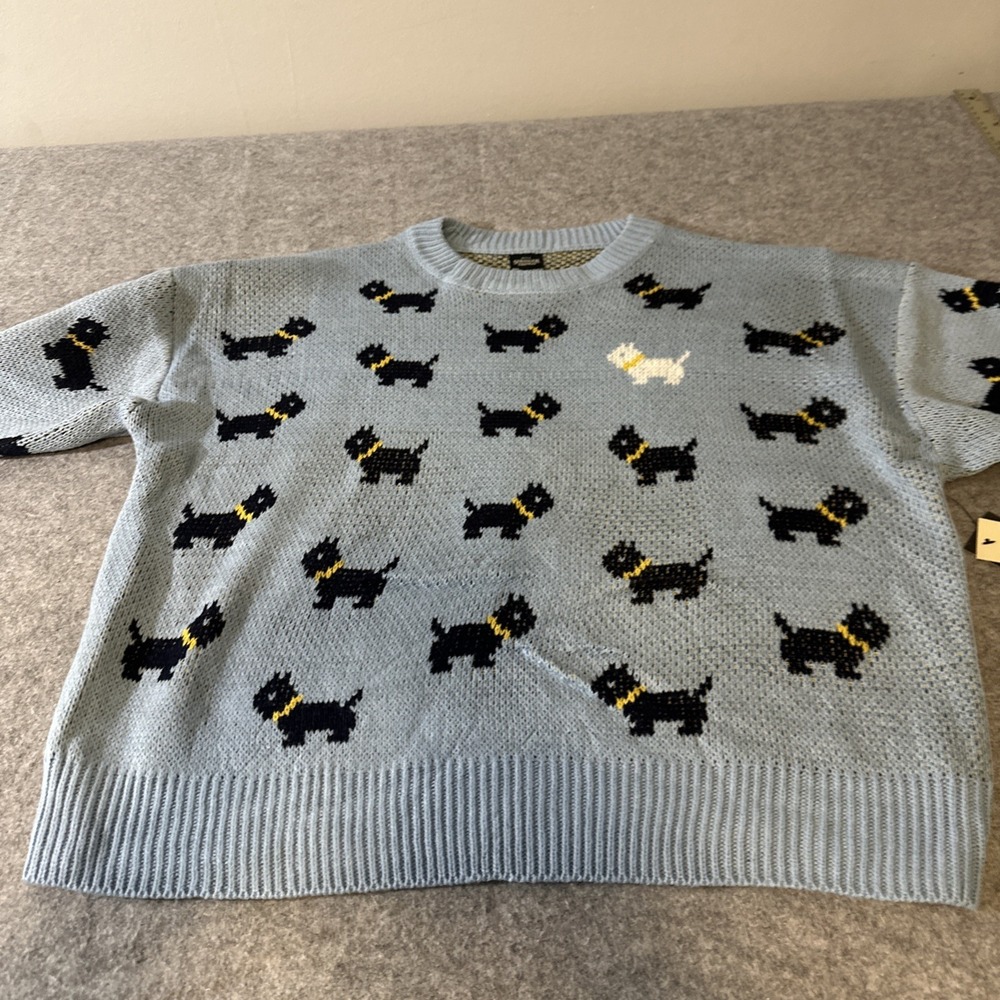 Stranger Things‎ Netflix No Boundaries Women's Scottie Dog Sweater Blue Size 2XL